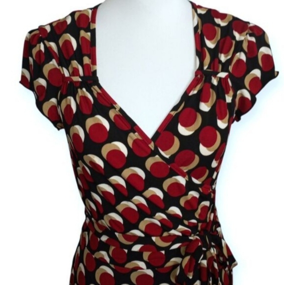 Candie's Red and Black Geometric Midi Dress SZ.L EUC. - Picture 2 of 7